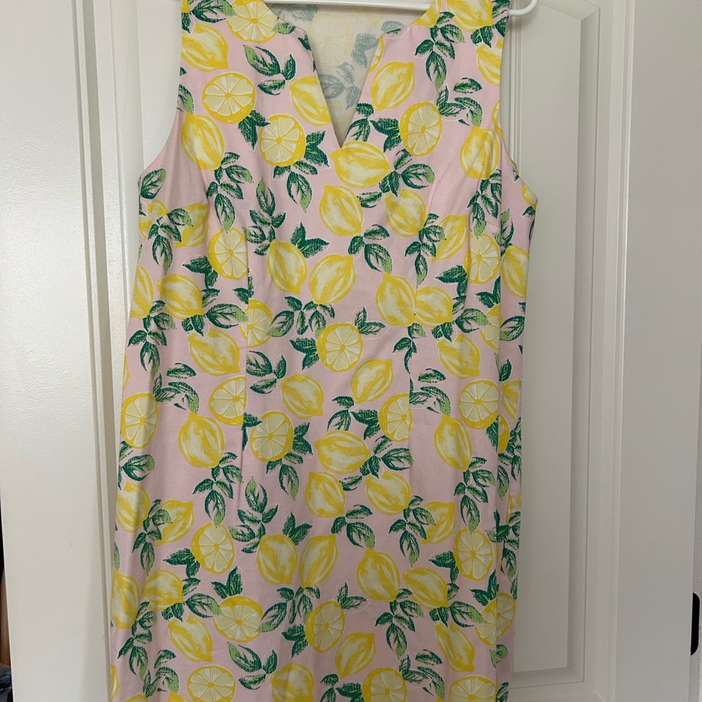 Cynthia Rowley Pink Dress with Lemon and Green Leaf Print